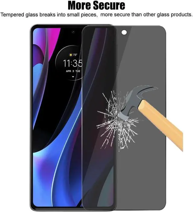 Alt view image 6 of 6 - (3 Pack) For Motorola Edge+ (2022) / Edge Plus/Edge Plus 5G UW (2022) / Edge 30 Pro Privacy Screen Protector Anti Spy Private Tempered Glass Anti Scratch