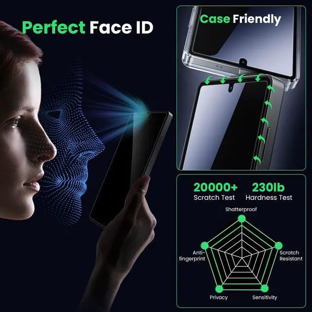 Alt view image 6 of 6 - for  Galaxy S25 Ultra Privacy Screen Protector - 25 Degree Anti Spy [Fingerprint Unlock Support] Case Friendly Shatterproof Auto Dust Removal Tempered Glass for Galaxy S25 Ultra 2 PCS