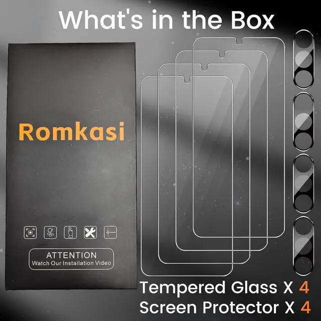 Alt view image 2 of 7 - 4 Pack Screen Protector for  Galaxy A14 5G with 4 Pack Camera Lens Protector Full Coverage Tempered Glass Film Anti-Fingerprint Case Friendly