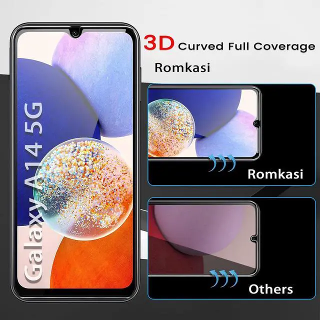 Alt view image 6 of 7 - 4 Pack Screen Protector for  Galaxy A14 5G with 4 Pack Camera Lens Protector Full Coverage Tempered Glass Film Anti-Fingerprint Case Friendly