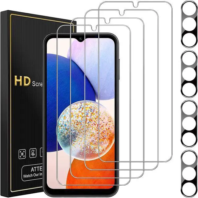 Main image of 4 Pack Screen Protector for  Galaxy A14 5G with 4 Pack Camera Lens Protector Full Coverage Tempered Glass Film Anti-Fingerprint Case Friendly