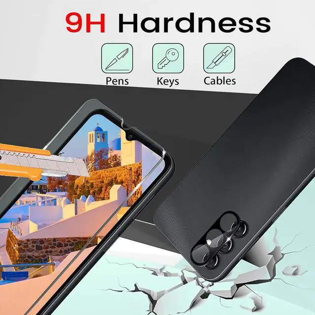 Alt view image 7 of 7 - 4 Pack Screen Protector for  Galaxy A14 5G with 4 Pack Camera Lens Protector Full Coverage Tempered Glass Film Anti-Fingerprint Case Friendly