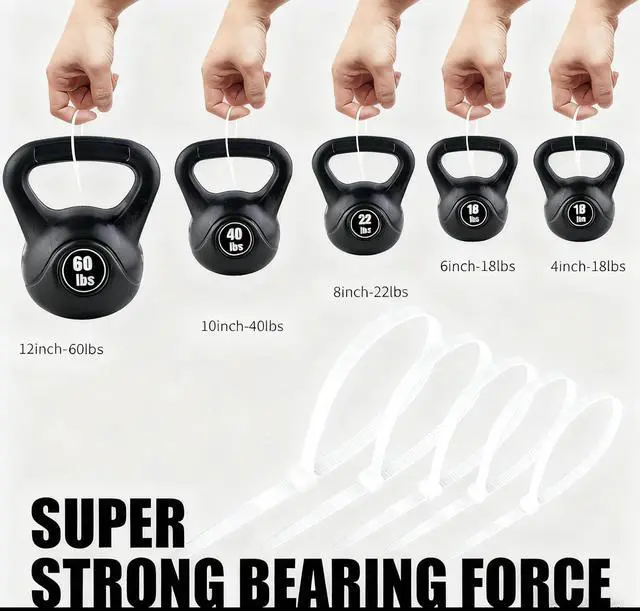 Alt view image 5 of 7 - Cable Zip Ties 600 Piece Self-Locking Nylon CableTies Assorted Sizes 4+6+8+10+12-Inch Multi-Purpose Wire Management Plastic Ties Perfect for Home Garden Office Travel and Workshop.White