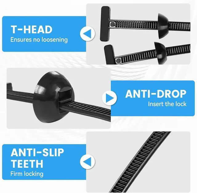 Alt view image 4 of 6 - 100 Pcs Nylon Universal Cable Tie Buckle - New Multifunctional Nylon Zip Ties With Pin & Button Design Plastic Cable Ties Tool Fasteners Car Body UV Resistant Zipties for Car Daily Repair Bumper Clips