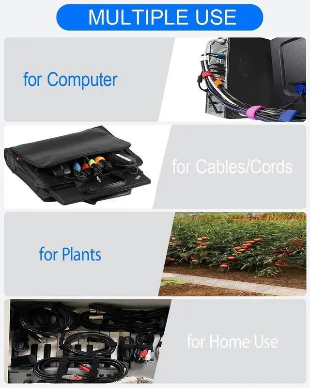 Alt view image 4 of 7 - 120PCS Cable Ties Reusable - 6 Inches Multi-Colour Adjustable Cord Straps Cord Organizer Multi-Purpose Reusable Hook and Loop Cable Organizer for Home Office Travel Garage and Gardening