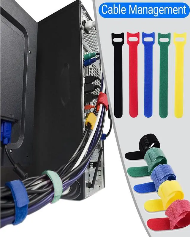 Alt view image 7 of 7 - 120PCS Cable Ties Reusable - 6 Inches Multi-Colour Adjustable Cord Straps Cord Organizer Multi-Purpose Reusable Hook and Loop Cable Organizer for Home Office Travel Garage and Gardening