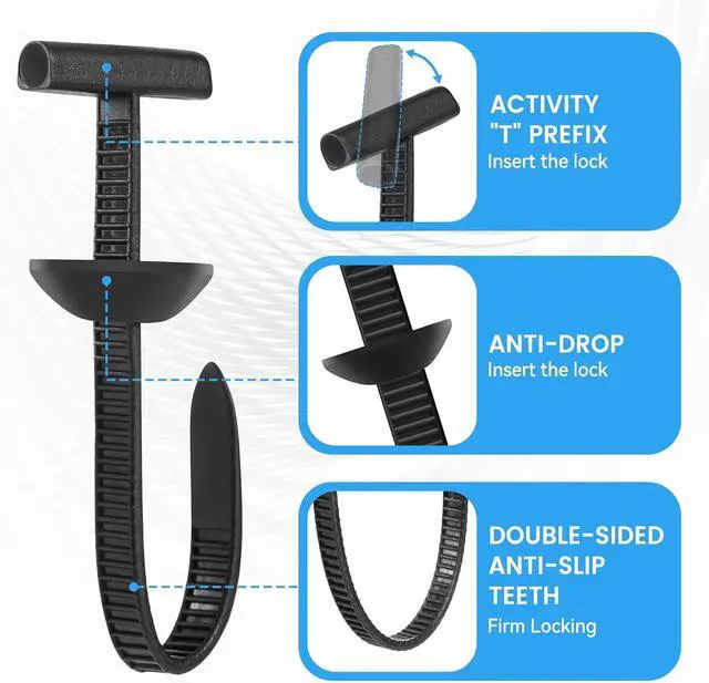 Alt view image 2 of 7 - 60 Pcs Nylon Universal Cable Tie Buckle - New Multifunctional Nylon Zip Ties Double Sided Buckle & Button Design Plastic Cable Ties Tool Fasteners Car Body UV Resistant Zipties for Car Daily Repair
