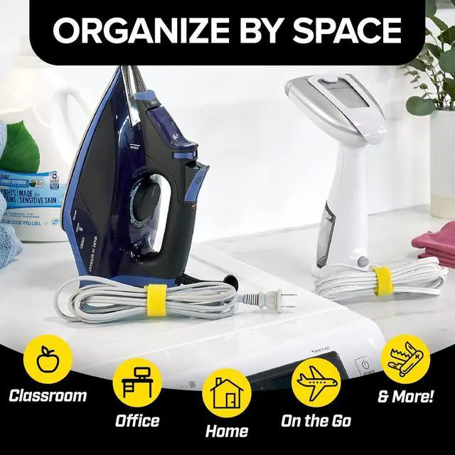 Alt view image 7 of 7 - Self-Gripping Cable Ties by Multi-Color 40 Pack (5 Inch and 8 Inch Straps)  Reusable Hook and Loop Cord Keeper Cable Wrappers for Cord Management and Home Office Desk Organization