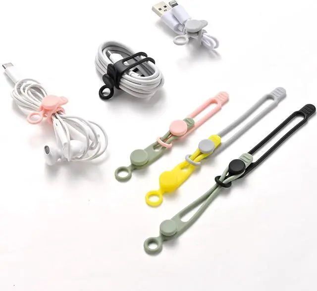 Alt view image 3 of 6 - 10Pcs Reusable Silicone Cable Ties  Adjustable Cord Organizer with Locking Buckle Elastic Cable Straps for Earphones Chargers PC Wires  Colorful Wire Wraps for Home Office Travel