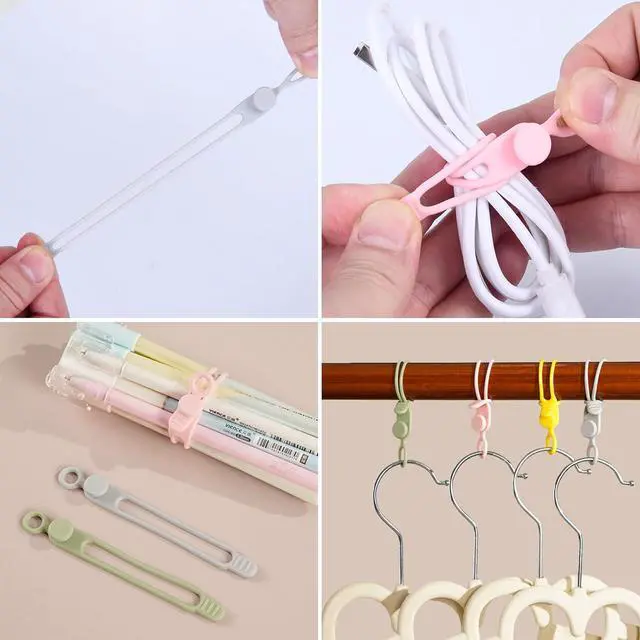 Alt view image 5 of 6 - 10Pcs Reusable Silicone Cable Ties  Adjustable Cord Organizer with Locking Buckle Elastic Cable Straps for Earphones Chargers PC Wires  Colorful Wire Wraps for Home Office Travel