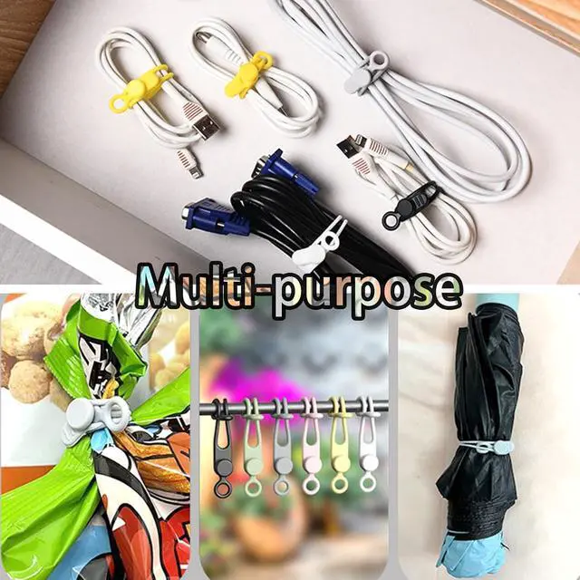 Alt view image 6 of 6 - 10Pcs Reusable Silicone Cable Ties  Adjustable Cord Organizer with Locking Buckle Elastic Cable Straps for Earphones Chargers PC Wires  Colorful Wire Wraps for Home Office Travel