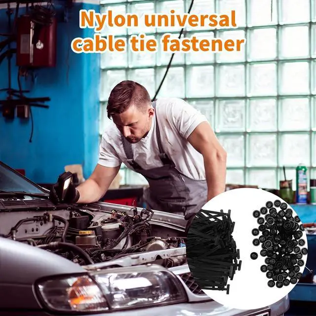Alt view image 5 of 6 - 100PCS Nylon Universal Cable Tie Buckle - Multifunctional Nylon Zip Ties With Pin & Button Design - Plastic Cable Ties Tool - Fasteners Car Body UV Resistant Zipties for Car Daily Repair Bumper Clips