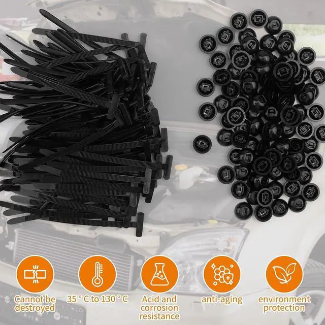 Alt view image 6 of 6 - 100PCS Nylon Universal Cable Tie Buckle - Multifunctional Nylon Zip Ties With Pin & Button Design - Plastic Cable Ties Tool - Fasteners Car Body UV Resistant Zipties for Car Daily Repair Bumper Clips