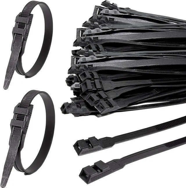 Main image of Black Electrical Cable Ties Length 260 mm Width 9 mm Heavy Duty Plastic Tie Wraps 90kg Load Capacity 100 PCS UV Resistant Zip Ties for Cable Management Outdoor Use and DIY Projects