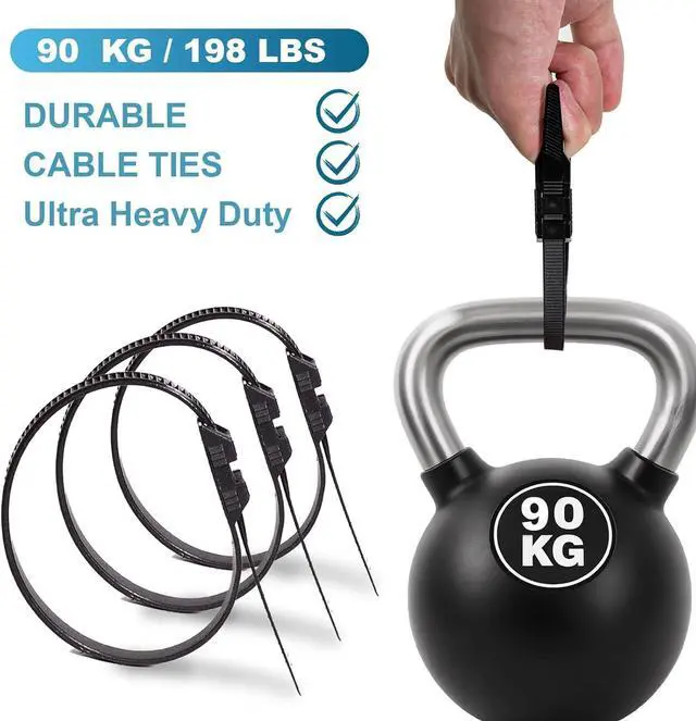 Alt view image 3 of 7 - Black Electrical Cable Ties Length 260 mm Width 9 mm Heavy Duty Plastic Tie Wraps 90kg Load Capacity 100 PCS UV Resistant Zip Ties for Cable Management Outdoor Use and DIY Projects