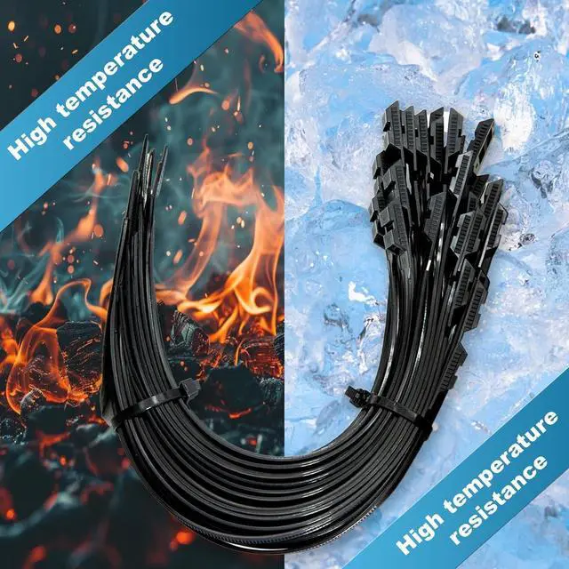 Alt view image 4 of 7 - Black Electrical Cable Ties Length 260 mm Width 9 mm Heavy Duty Plastic Tie Wraps 90kg Load Capacity 100 PCS UV Resistant Zip Ties for Cable Management Outdoor Use and DIY Projects