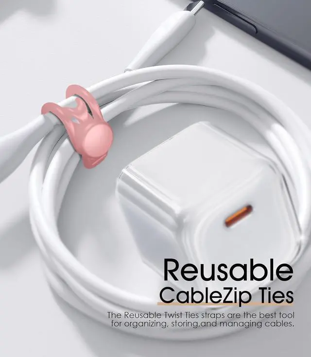 Alt view image 5 of 6 - 24Pcs Silicone Cable Ties 3Inch Cord Organizer Reusable Small Zip Ties Cable Organizer for Charging Cords Earphone Computer Wire Office Desk Cable Management Travel Accessories(4 Colors)