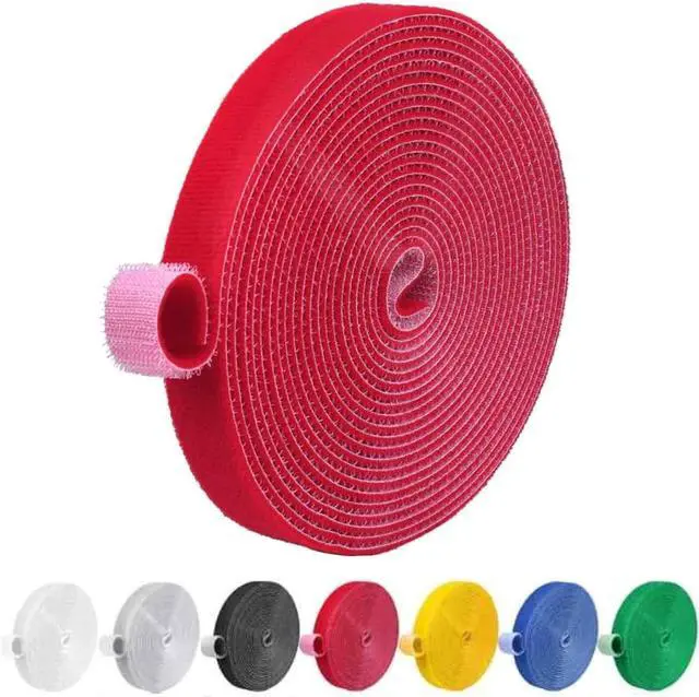 Main image of 32FT Reusable Fastening Tape Cable Ties Double-Sided Hook-and-Loop Cable Management Tape Strength and Durability 0.4/Width (Red 0.4/32FT 1PCS)