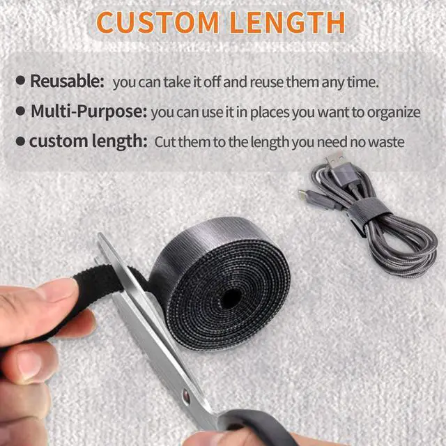 Alt view image 2 of 6 - 32FT Reusable Fastening Tape Cable Ties Double-Sided Hook-and-Loop Cable Management Tape Strength and Durability 0.4/Width (Red 0.4/32FT 1PCS)