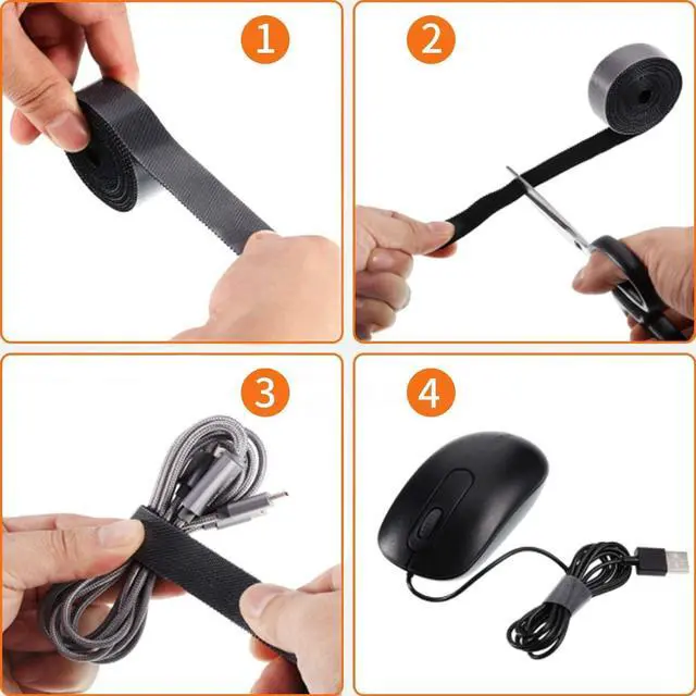 Alt view image 3 of 6 - 32FT Reusable Fastening Tape Cable Ties Double-Sided Hook-and-Loop Cable Management Tape Strength and Durability 0.4/Width (Red 0.4/32FT 1PCS)