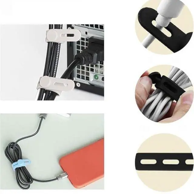 Alt view image 7 of 7 - 30Pcs Silicone Cable Ties Reusable Cord Organizer for Electronics Adjustable Fastening Cable Straps Wire Organizer High Elasticity Cord Wraps for Fastening Earphone Charger (5 Colors)
