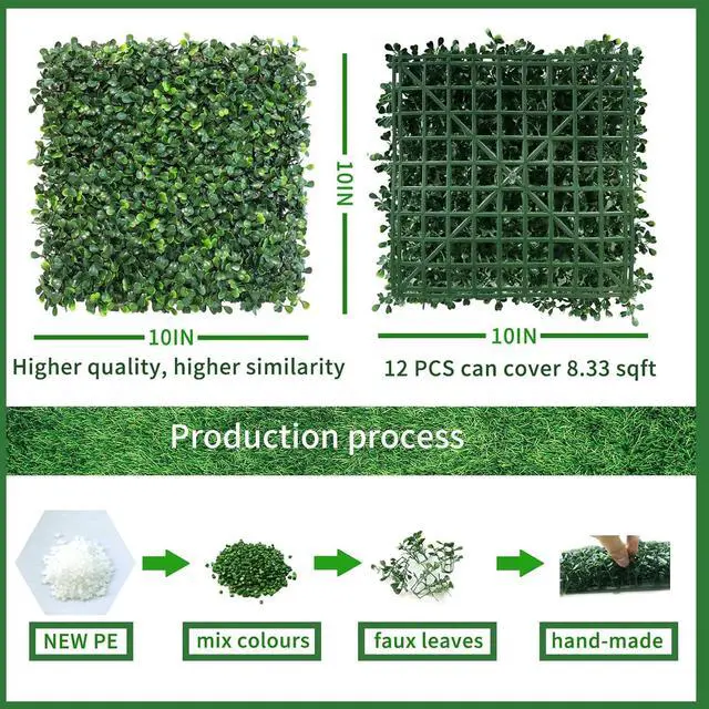 Alt view image 2 of 6 - Artificial Grass Wall Panels Backdrop 10x 10(12Pcs) Faux Boxwood Panels for Outdoor Indoor Green Wall Decor Party Wedding Garden Fence Decorations