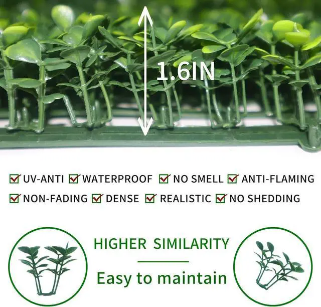 Alt view image 3 of 6 - Artificial Grass Wall Panels Backdrop 10x 10(12Pcs) Faux Boxwood Panels for Outdoor Indoor Green Wall Decor Party Wedding Garden Fence Decorations