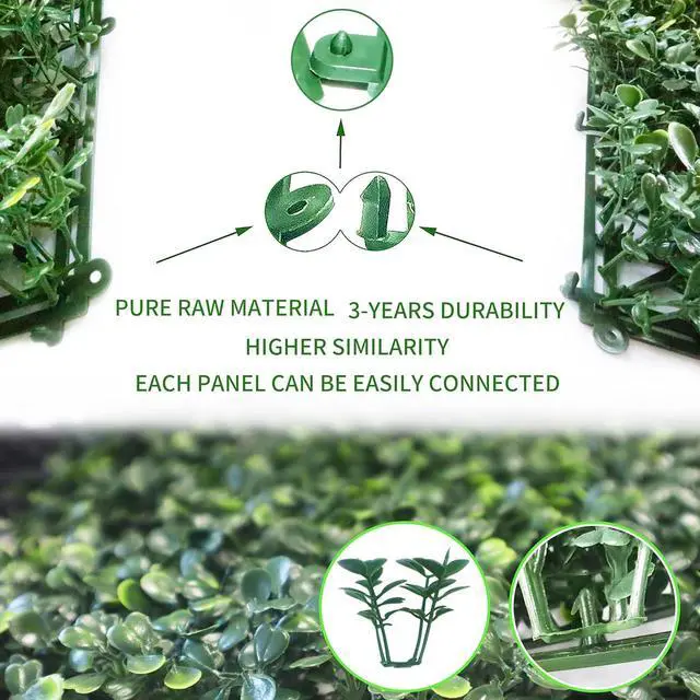 Alt view image 4 of 6 - Artificial Grass Wall Panels Backdrop 10x 10(12Pcs) Faux Boxwood Panels for Outdoor Indoor Green Wall Decor Party Wedding Garden Fence Decorations