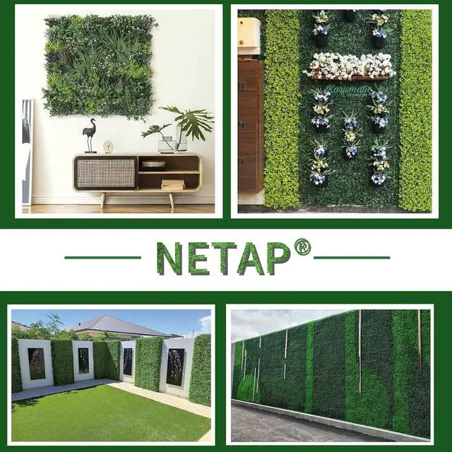 Alt view image 6 of 6 - Artificial Grass Wall Panels Backdrop 10x 10(12Pcs) Faux Boxwood Panels for Outdoor Indoor Green Wall Decor Party Wedding Garden Fence Decorations