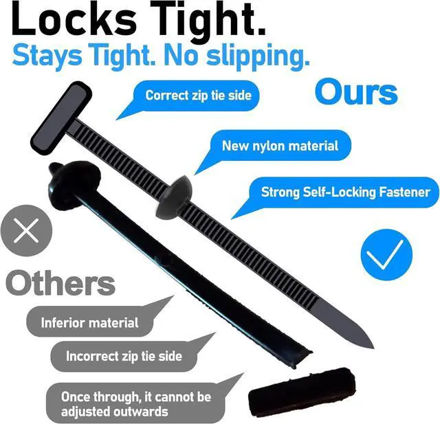 Alt view image 5 of 7 - 160PCS Upgraded Nylon Universal Cable Tie Buckles - New Multifunctional Nylon Zip Ties With Pin & Button Design Plastic Cable Ties Tool Fasteners Car Body UV Resistant Zipties for Car Daily Repair