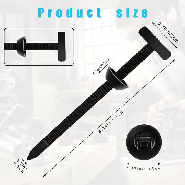 Alt view image 2 of 7 - Nylon Universal Cable Tie Buckle - Heavy Duty Zip Ties Self-Locking for Car UV Resistant Plastic Cable Ties with Pin Plastic Cable Ties Tool Fasteners Car Body (black 200)