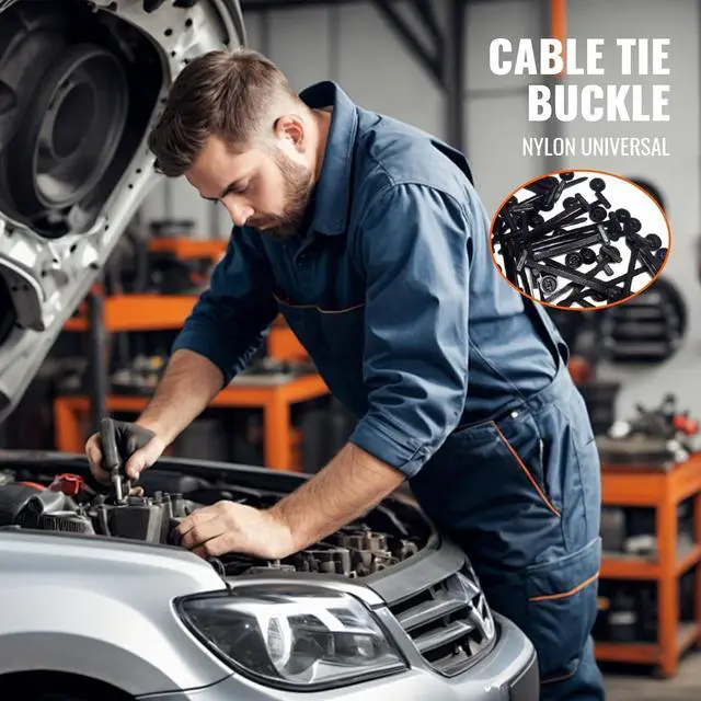 Alt view image 6 of 7 - 100PCS Nylon Universal Cable Tie Buckle Heavy Duty Self-Locking Nylon Zip Ties Holder Multipurpose Plastic Cable Ties Tool New Multifunctional Cable Tie Buckle for Car Daily Repair