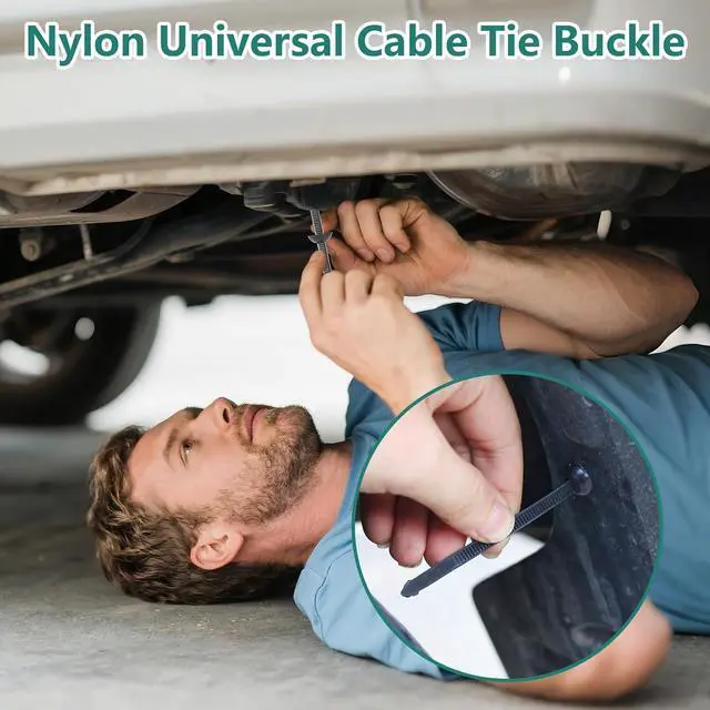 Alt view image 6 of 7 - 120PCS Nylon Universal Cable Tie Buckle Heavy Duty Self-Locking UV Resistant Zip Ties Kit for Automotive Repair and Car Body Trim Fasteners (Includes Work Gloves)