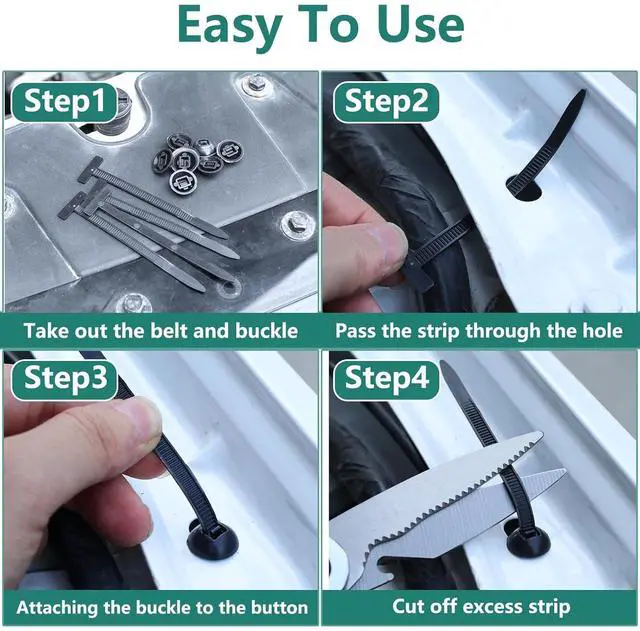 Alt view image 7 of 7 - 120PCS Nylon Universal Cable Tie Buckle Heavy Duty Self-Locking UV Resistant Zip Ties Kit for Automotive Repair and Car Body Trim Fasteners (Includes Work Gloves)