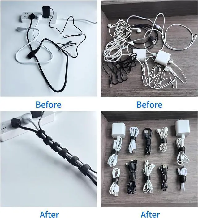 Alt view image 4 of 6 - 56PCS 6 Inches Cable Ties Reusable Multi-Colour Cord Straps Multi-Purpose Wire Ties Cord Wrap Hook and Loop Organizer Adjustable Cable Management 5 Colors (28 black 7 red 7 yellow 7 blue 7 green)