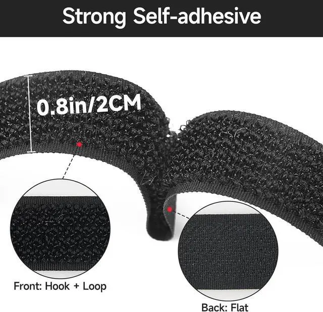 Alt view image 2 of 7 - 32ft Hook and Loop Straps 0.8 Inch Wide with 50 Metal Buckles Adjustable Cable Straps Fastening Nylon Cable Wire Cord Ties Black Cinch Straps for Organizing Cables and Securing Wire Cords