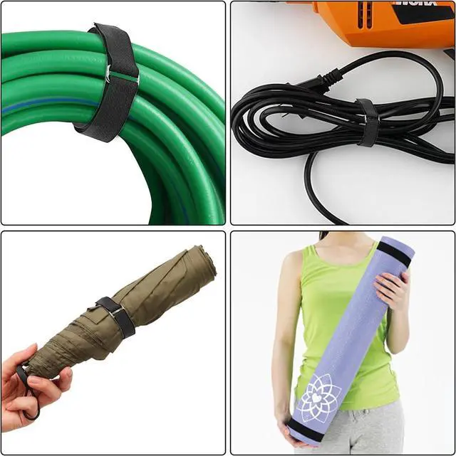 Alt view image 5 of 7 - 32ft Hook and Loop Straps 0.8 Inch Wide with 50 Metal Buckles Adjustable Cable Straps Fastening Nylon Cable Wire Cord Ties Black Cinch Straps for Organizing Cables and Securing Wire Cords