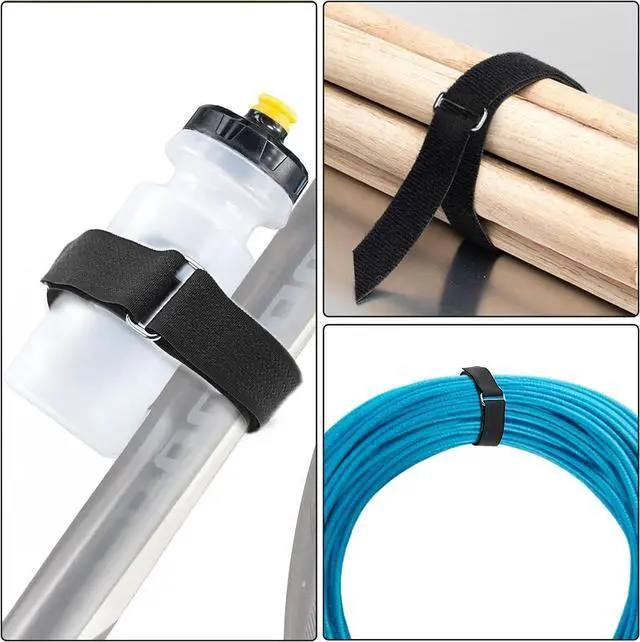 Alt view image 6 of 7 - 32ft Hook and Loop Straps 0.8 Inch Wide with 50 Metal Buckles Adjustable Cable Straps Fastening Nylon Cable Wire Cord Ties Black Cinch Straps for Organizing Cables and Securing Wire Cords