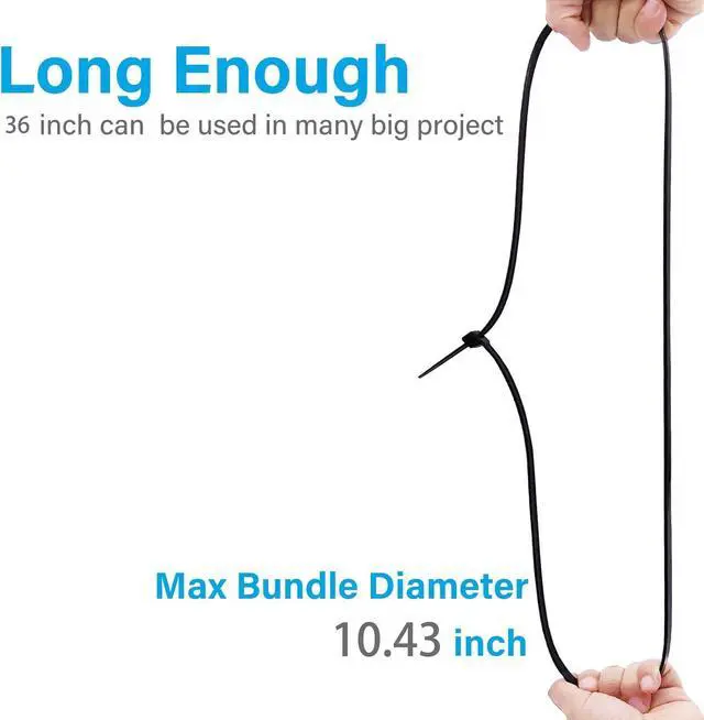 Alt view image 7 of 7 - Long Zip Ties 36 inch Heavy Duty Premium Black Large Zip Ties 36 inch Cable Ties with 175 lbs Nylon Zipties for HVAC Outdoor use 12 PCS