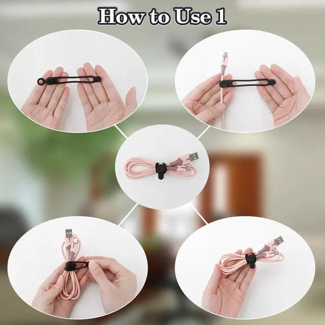 Alt view image 3 of 6 - 12Pcs Silicone Cable Ties Reusable Cable Organizer Multicolor Straps for Charging Cords