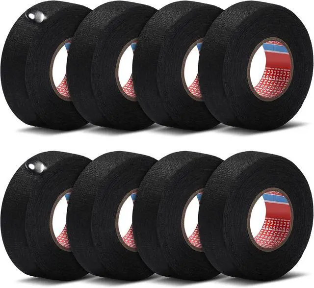 Main image of 8 Rolls Wire Harness Tape Automotive Cloth Tape High Temp Electrical Wrap Noise Damping Heat Proof Adhesive Fabric Wrap for Protection Insulation Cable 1 Inch x 49.2 ft