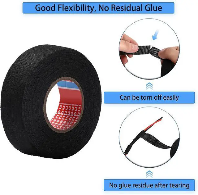 Alt view image 4 of 7 - 8 Rolls Wire Harness Tape Automotive Cloth Tape High Temp Electrical Wrap Noise Damping Heat Proof Adhesive Fabric Wrap for Protection Insulation Cable 1 Inch x 49.2 ft