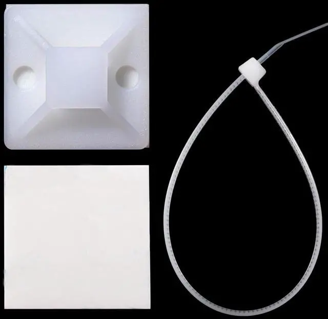 Main image of Cable Tie Mounts Adhesive-Backed 1 Inch for Cable Management Cable Tie Anchors 100 Pack White
