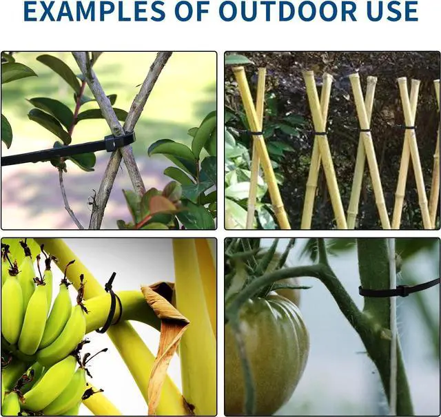 Alt view image 6 of 7 - Black Zip Ties 8 inch 1000 pack Heavy Duty with Tensile Strength 75lbs Cable Ties UV Resistant Industrial Self Locking 8 Zipties Bulk Nylon Wire Tie Wraps Workshop Camping Outdoor Use Zcpotizi