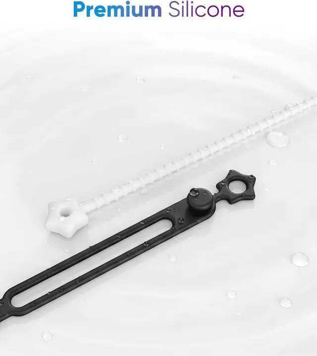 Alt view image 6 of 7 - 52-Pack Silicone Cable Ties Reusable Cord Organizer Straps With 2 Binding Methos Durable & Stretchable Wire Management for Home Office Travel (Multicolor)