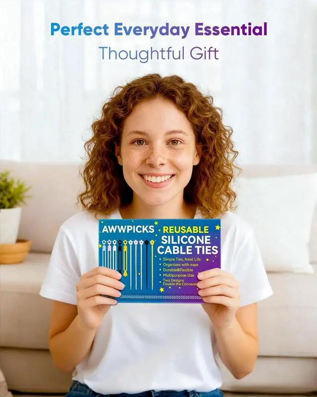 Alt view image 7 of 7 - 52-Pack Silicone Cable Ties Reusable Cord Organizer Straps With 2 Binding Methos Durable & Stretchable Wire Management for Home Office Travel (Multicolor)