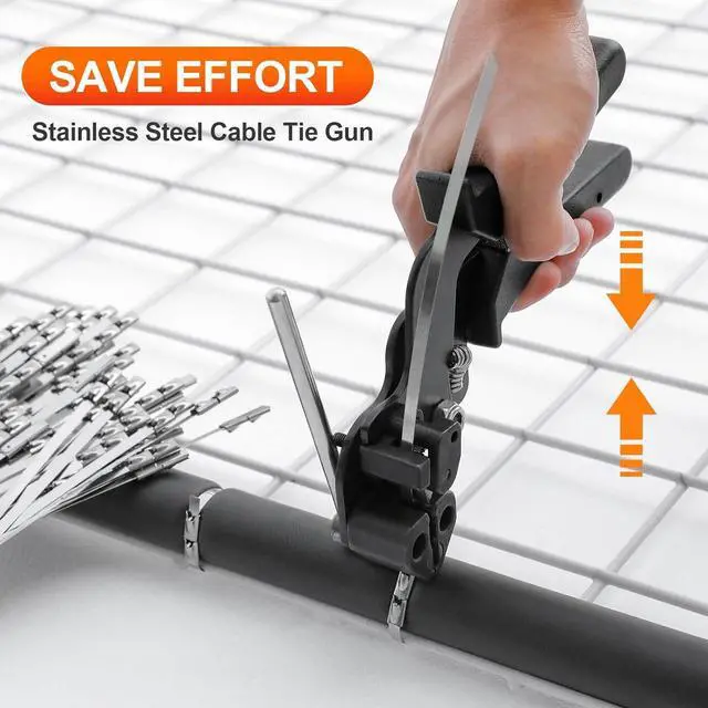 Alt view image 5 of 7 - Metal Zip Ties (200PCS 11.8 Inch) 304 Stainless Steel 300 LBS Heavy Duty Double Headed Self-locking Multi-Purpose Cable Ties for Exhaust Wrap Chain Link Fence Parts Machinery Cables Farms Roofs