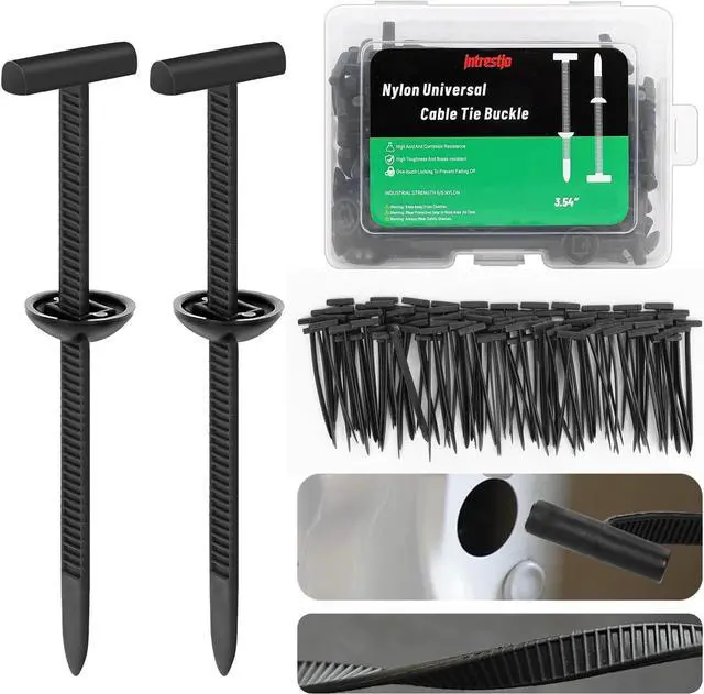 Main image of 100PCS Nylon Universal Cable Tie Buckle with Dual-Side Gear Foldable Quick Fix Heavy Duty Zip Ties with Pin & Button Strong Easy Use Multipurpose Cable Tie Buckle Zip Tie for Car Daily Repair