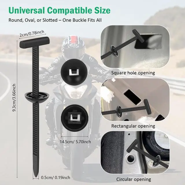 Alt view image 5 of 7 - 100PCS Nylon Universal Cable Tie Buckle with Dual-Side Gear Foldable Quick Fix Heavy Duty Zip Ties with Pin & Button Strong Easy Use Multipurpose Cable Tie Buckle Zip Tie for Car Daily Repair