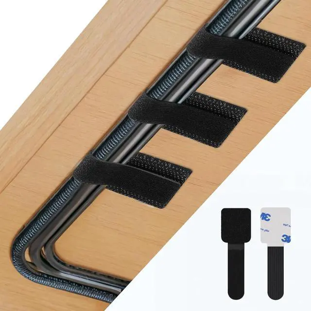 Main image of 50 PCS Hook and Loop Cable Ties Under Desk Cable Management Self Adhesive Cable Tidy Clips Straps Sticky-Back Cord Organizer Wire Organizer for TV PC Laptop Ethernet Desktop Black